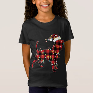 Camiseta Beagle Christmas Red Xadrez Buffalo Pajamas Xmas D