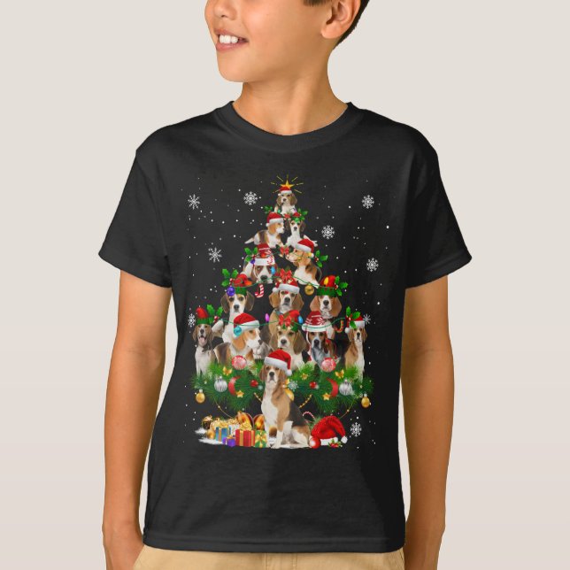 Camiseta Beagle Christmas Tree Luz Engraçada Cachorro Xmas  (Frente)