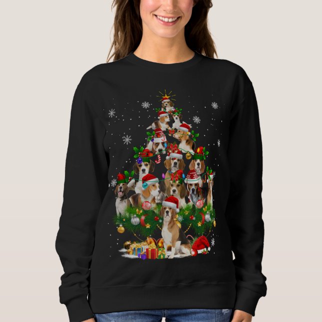 Camiseta Beagle Christmas Tree Luz Engraçada Cachorro Xmas  (Frente)