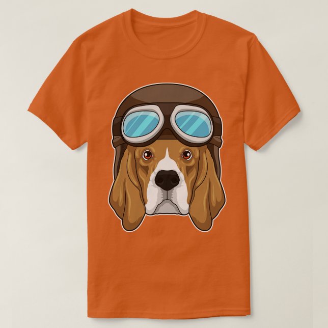 Camiseta Beagle como piloto com chapéu piloto (Frente do Design)