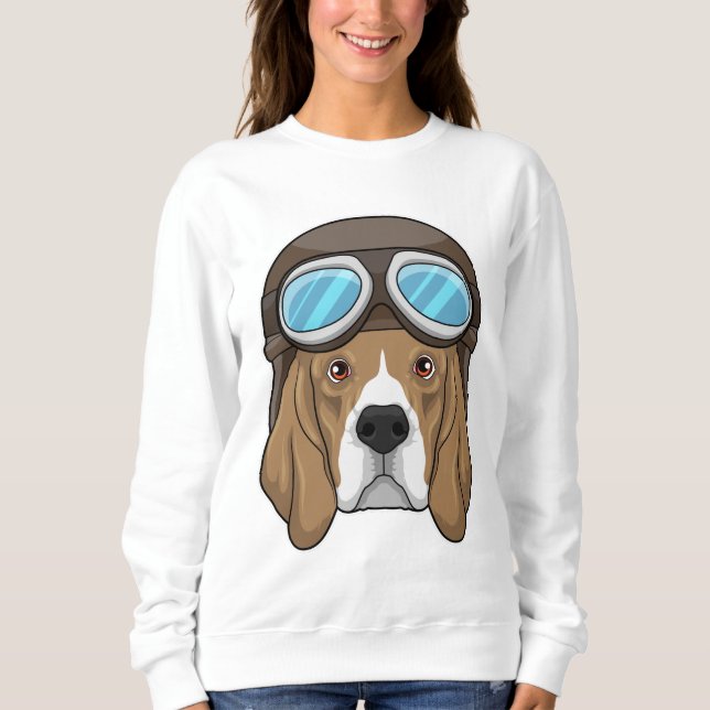Camiseta Beagle como piloto com chapéu piloto (Frente)