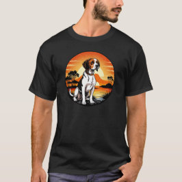 Camiseta Beagle Contra um Pôr do Sol Vintage Retro