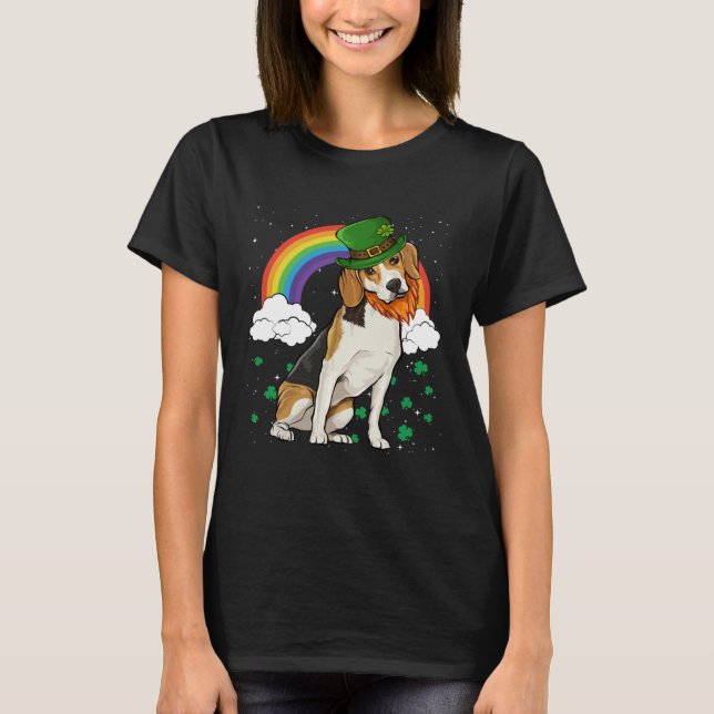 Camiseta Beagle Dia de São Patrício Leprechaun (Frente)