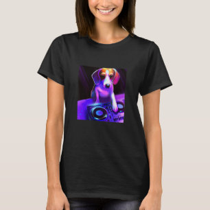 Camiseta Beagle DJ Vaporwave  Estética Cachorro Homens Mulh