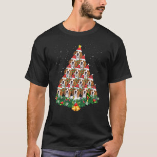 Camiseta Beagle Dog Árvore de Natal Luz Santa Hat Gráfico