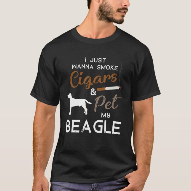 Camiseta Beagle Dog Cigar Lover Proprietário Natal Gi (Frente)