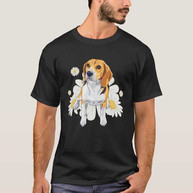 Camiseta Beagle Dog Daisy Flower Floral Beagle (Frente)