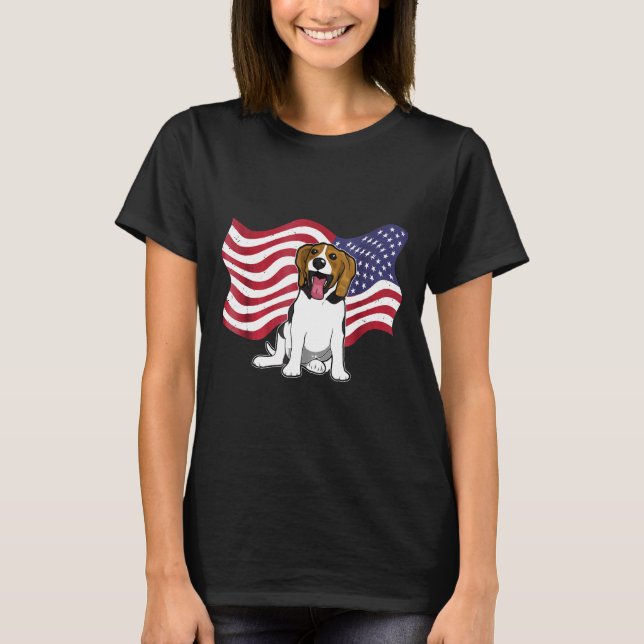 Camiseta Beagle Dog Flag America Beagle Dog (Frente)