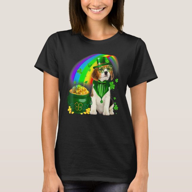 Camiseta Beagle Dog Irish Leprechaun Saint St Patrick Day (Frente)