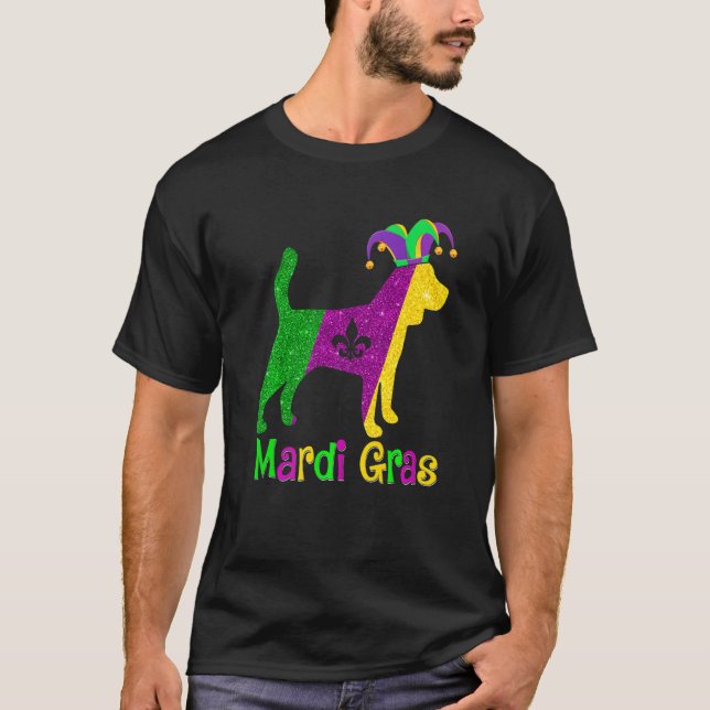 Camiseta Beagle Dog Lover Mardi Gras Carnival Jester Premiu (Frente)