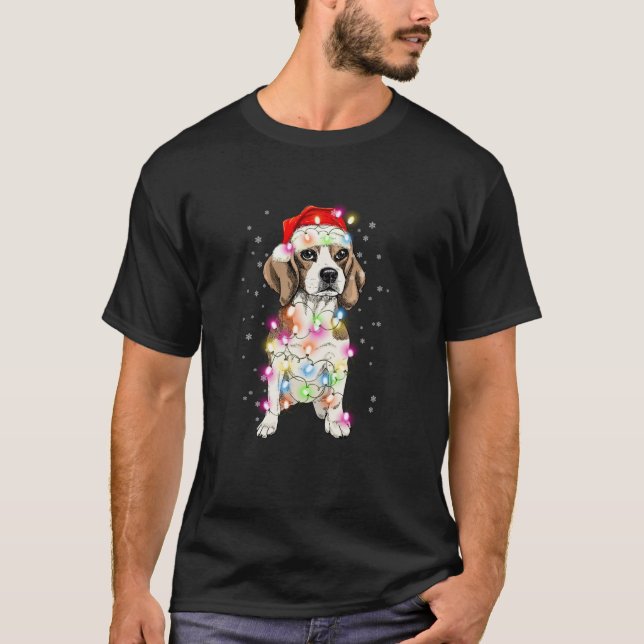 Camiseta Beagle Dog Santa Clause Hat Natal (Frente)