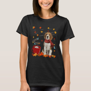 Camiseta Beagle Dog Scarf Queda Chocolate Outono
