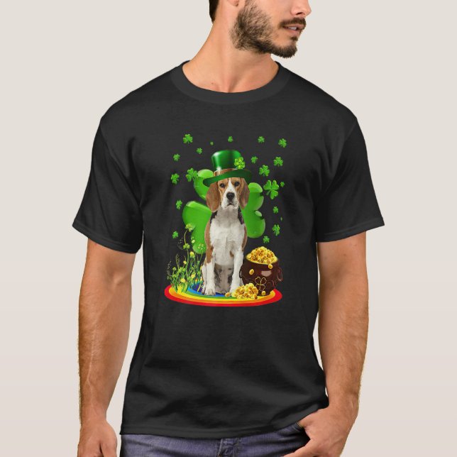 Camiseta Beagle Dog Shamrock St Patricks Day Dog Irish Gift (Frente)