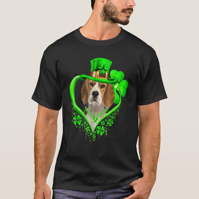 Camiseta Beagle Dog St Patricks Day Lover Irish Shamrock (Frente)