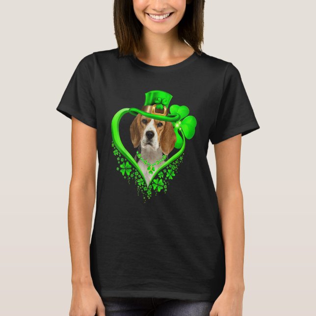 Camiseta Beagle Dog St Patricks Day Lover Irish Shamrock (Frente)