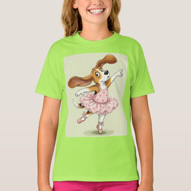 Camiseta Beagle e Balé, por Natasha Us (Frente)