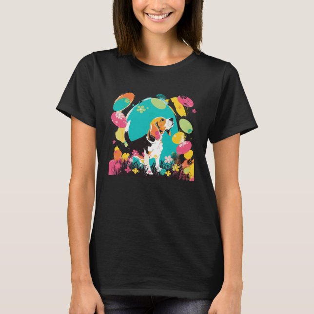 Camiseta Beagle Easter Egg Spring Flowers Dog  Paint Splatt (Frente)