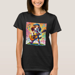 Camiseta Beagle Engraçado com um Violão, Amante de Beagle,
