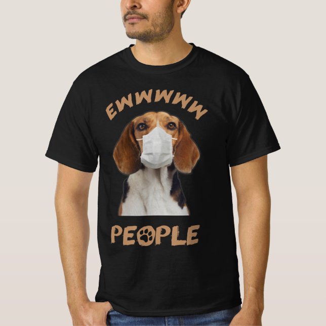 Camiseta beagle engraçado vestindo máscara de rosto novo cã (Frente)