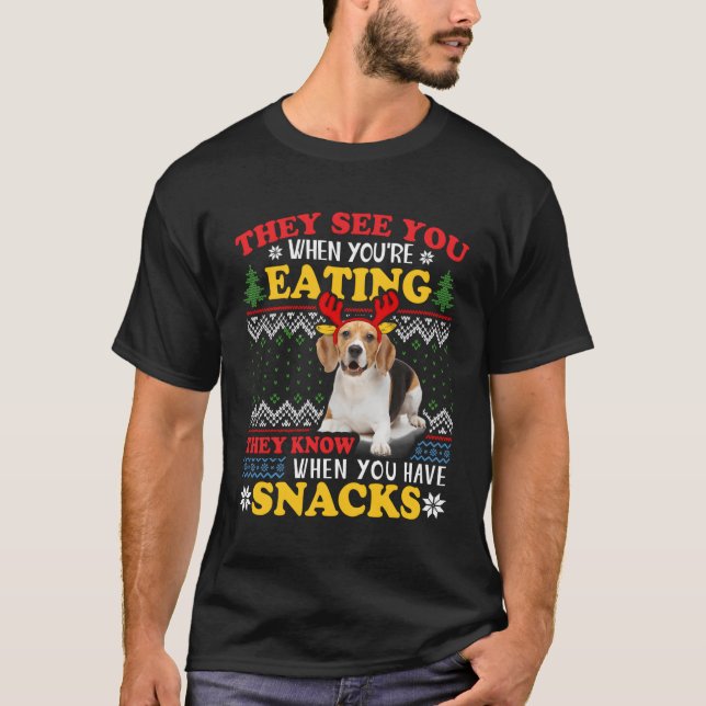 Camiseta Beagle Feia Eles Vêm Que Você Está Comendo (Frente)
