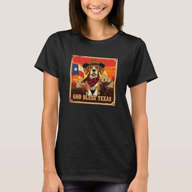 Camiseta Beagle God Bless Texas (Frente)