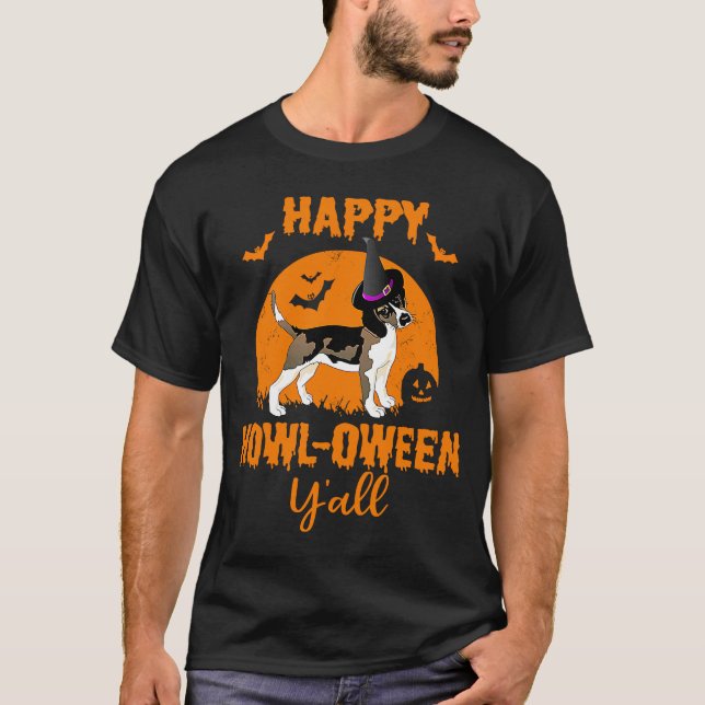 Camiseta Beagle Halloween Feliz Howloween Cog Pun (Frente)