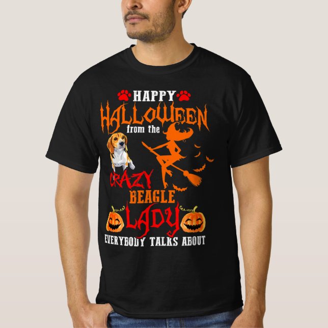 Camiseta Beagle Happy Halloween Crazy Beagle Lady (Frente)