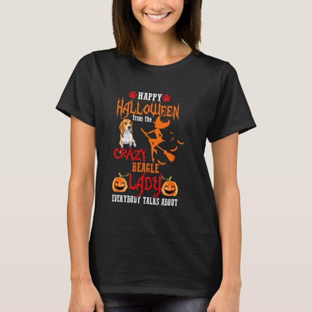 Camiseta Beagle Happy Halloween Senhora Louca de Beagle (Frente)