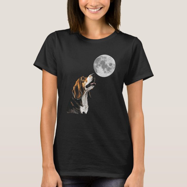Camiseta Beagle Howling na Lua Beagle Mãe (Frente)