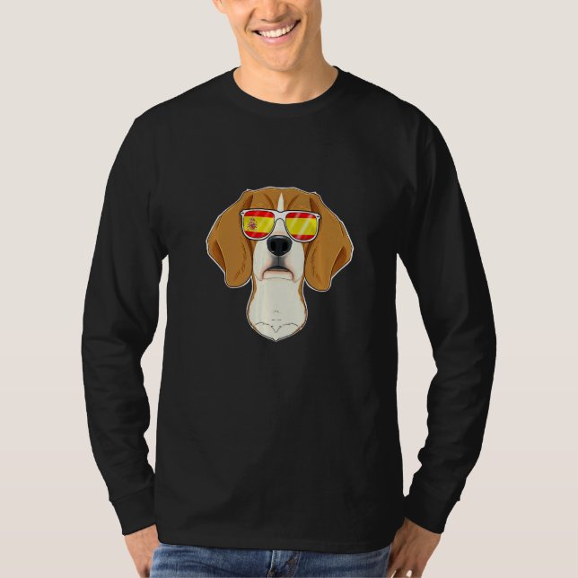 Camiseta Beagle I Spain Sunglasses I Spanish Flag (Frente)