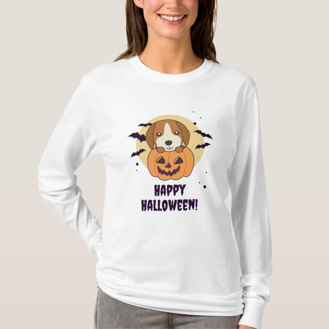 Camiseta Beagle In Pumpkin Sweet Dogs Happy Halloween (Frente)