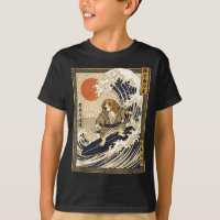 Beagle japonês surfando kanagawa onda engraçado sa