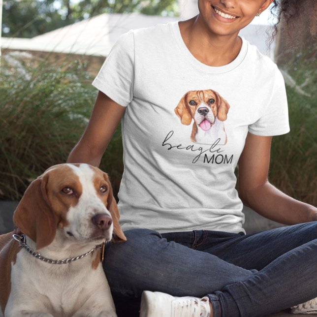 Camiseta Beagle Mamãe Bonita Aquarela (Criador carregado)