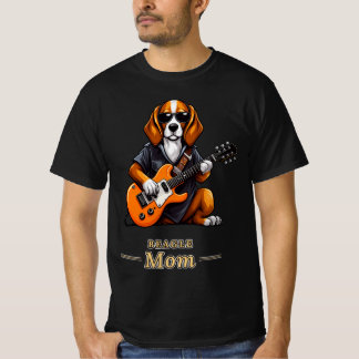 Camiseta Beagle Mom Rock Star Guitar Dog Gift