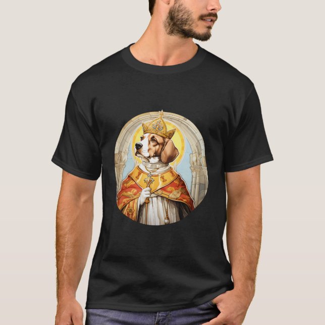 Camiseta Beagle O Papa Engraçado Religioso (Frente)