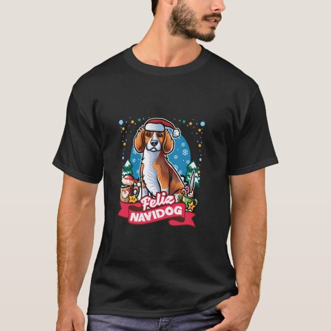 Camiseta Beagle Papai Noel Café Mug Feliz Cães de Natal (Frente)