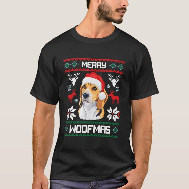 Camiseta Beagle Para Feliz Woofmas Feio (Frente)