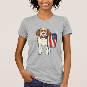 Camiseta Beagle Patriótico com Arte Vetorial Vintage de Ban