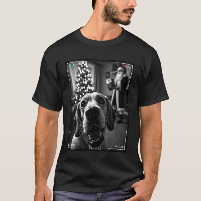 Camiseta Beagle Pega Papai Noel Na Câmera Natal (Frente)