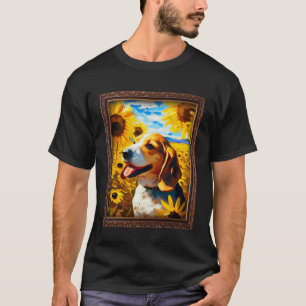 Camiseta Beagle Pintura Flor de Girassol Mãe Mulheres Flora