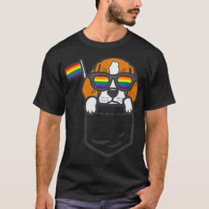 Camiseta Beagle Pocket Dog LGBTQ Rainbow Flag Orgulho gay A