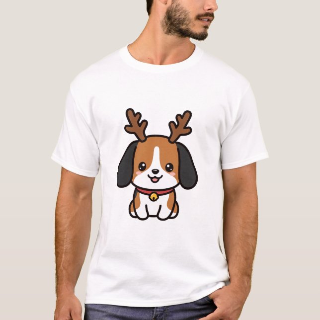Camiseta Beagle Rena de Natal (Frente)