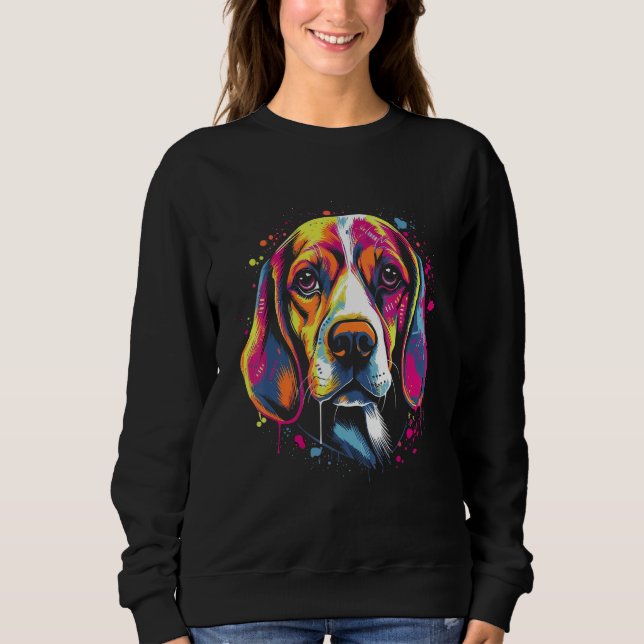 Camiseta Beagle Retro Rainbow Splashes Design (Frente)