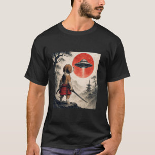 Camiseta Beagle Samurai OVNI Vintage Japonês Ukiyo-e Cão Lo