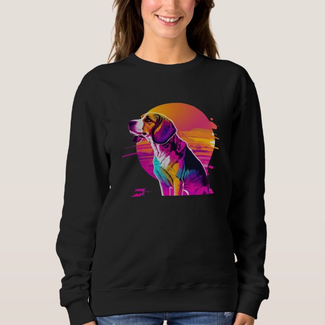 Camiseta Beagle Synthwave 80s Retrowave Aesthetic (Frente)