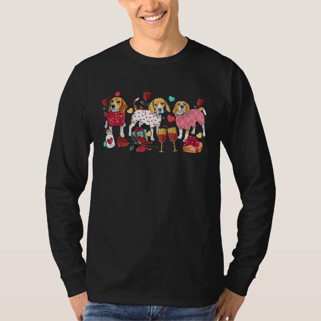 Camiseta Beagle Valentine Cute Beagle Couple Red Rose Girlf (Frente)