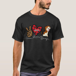 Camiseta Beagle Xadrez Peace Love Cuide Dog