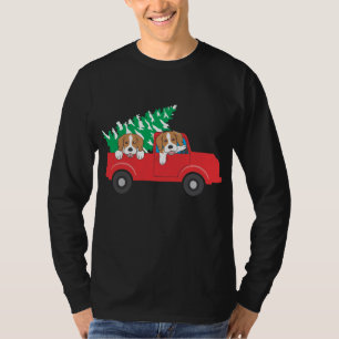 Camiseta Beagles A Andar No Natal De Um Cão Vermelho