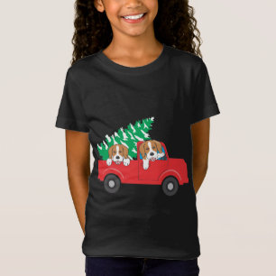 Camiseta Beagles A Andar No Natal De Um Cão Vermelho
