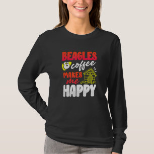 Camiseta Beagles Cachorros E Café Me Fazem Feliz